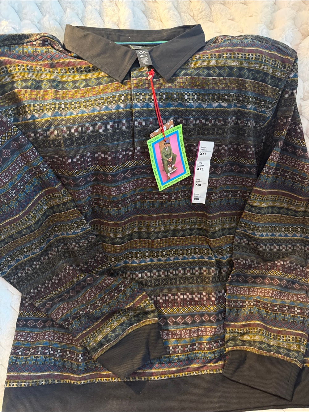 XXL Patterned Pullover Sweater with Multicolor Fair Isle Stripes